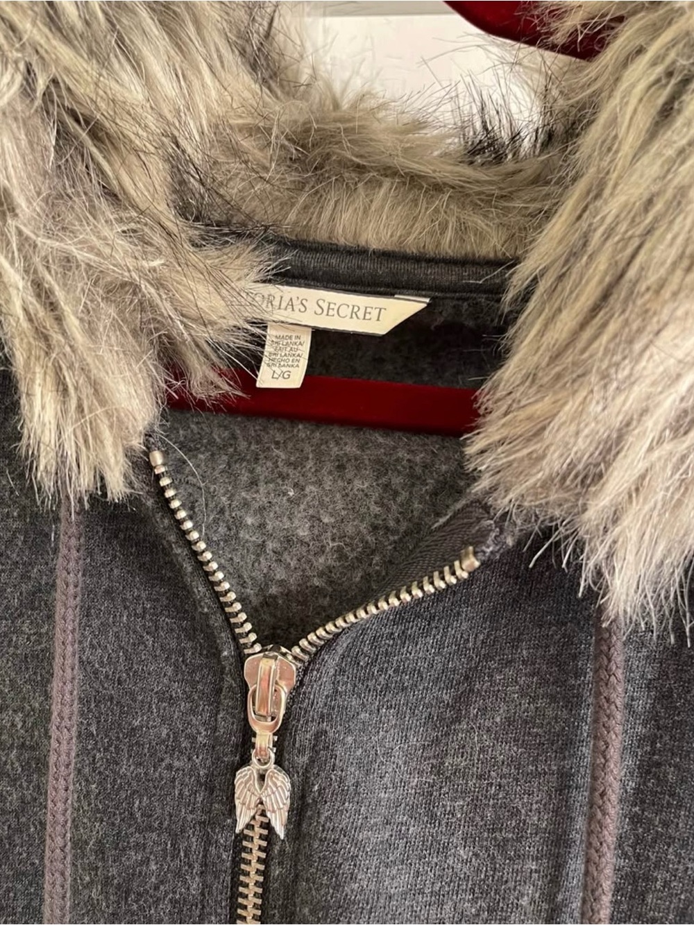 Victoria's Secret Gray Hooded Jacket with Faux Fur Trim - Picture 3 of 4